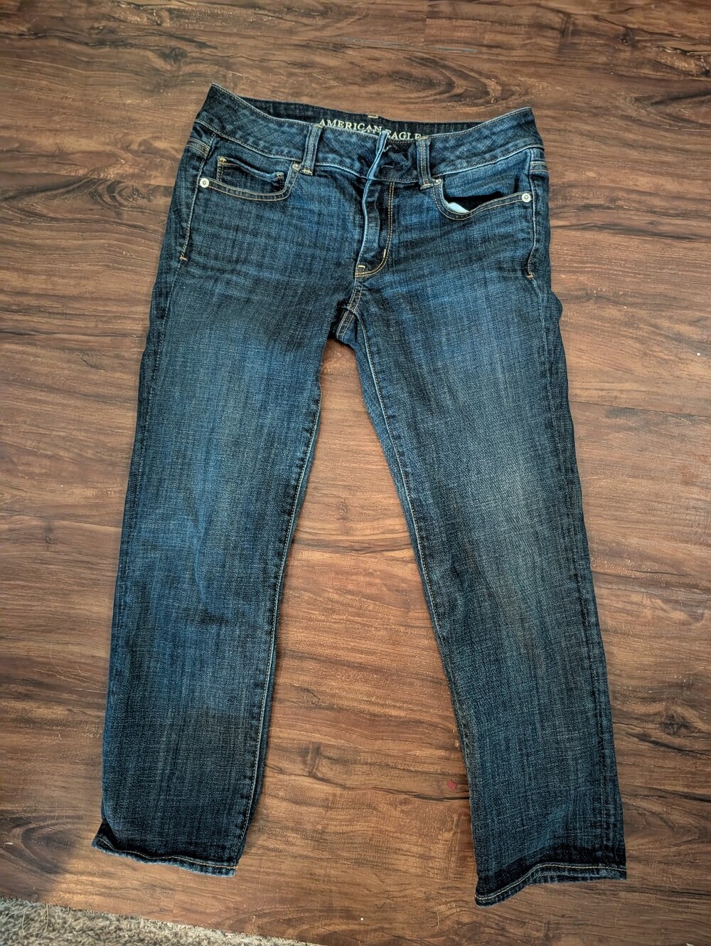 American Eagle Outfitters Dark Blue Cropped Jeans 6 Artist Crop Low Rise